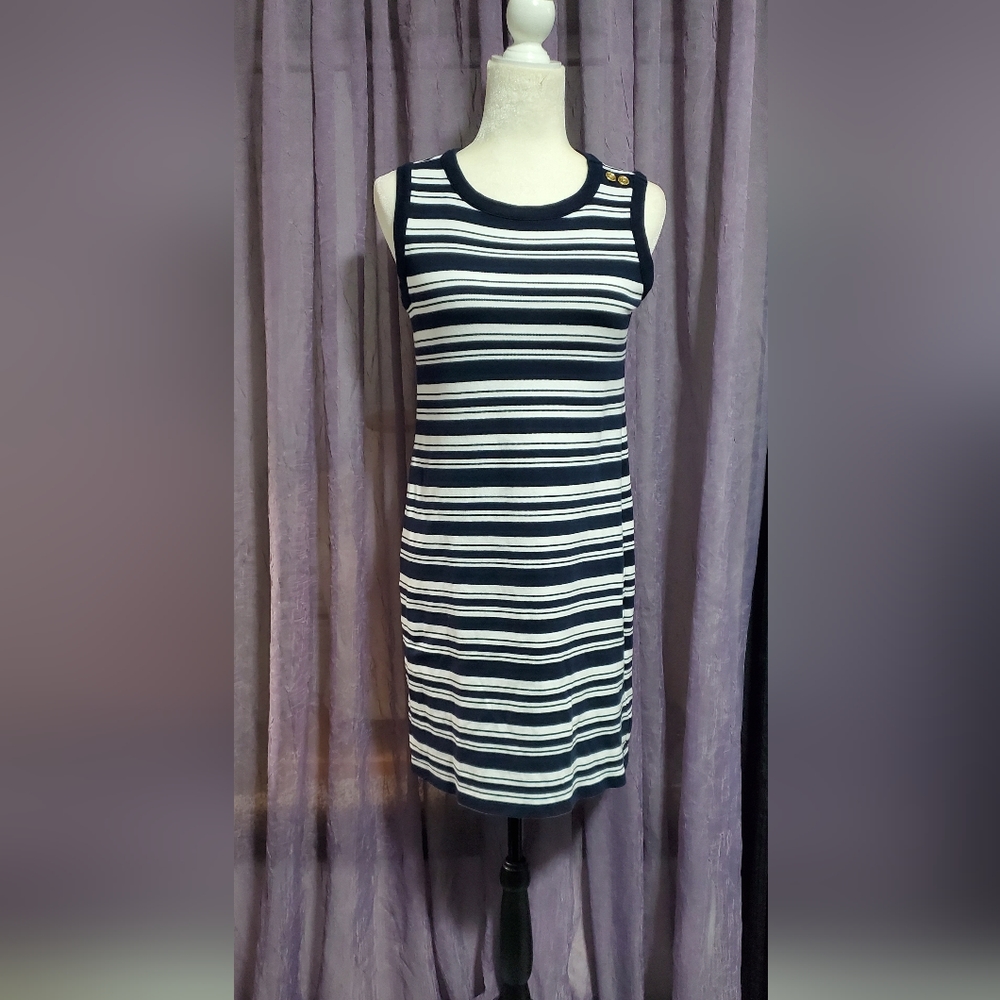 Talbots Navy & White Sleeveless Dress